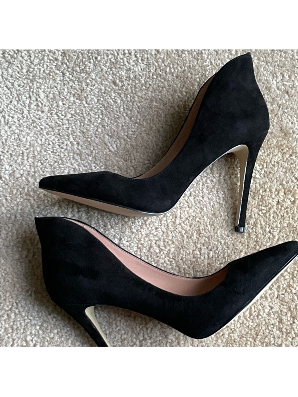 Enzo Angiolini Black Suede Pointed Toe Stiletto Pumps - Picture 3 of 11